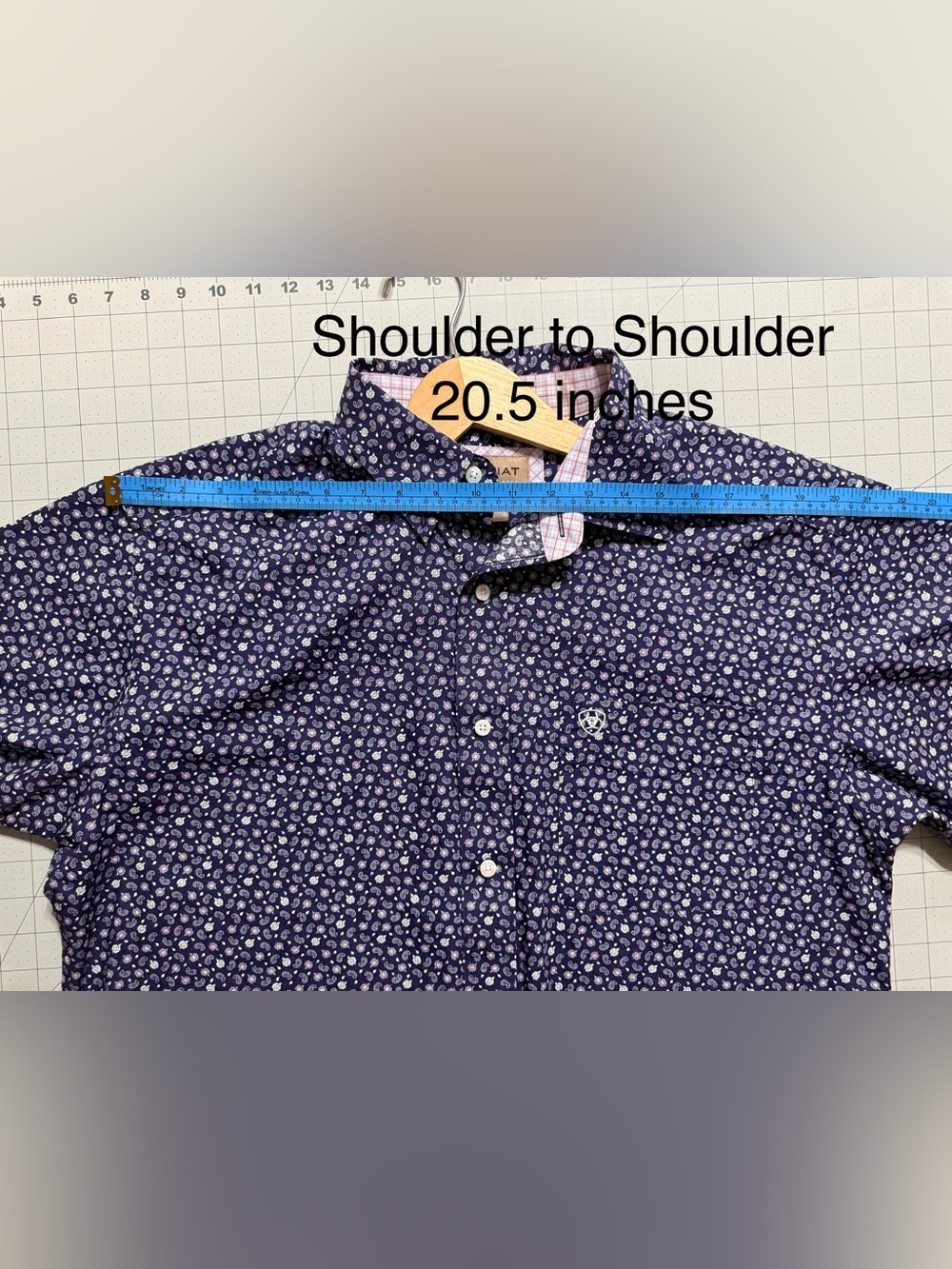 Ariat Purple Short Sleeve Button-Up with White Paisley 0157 - Picture 13 of 15